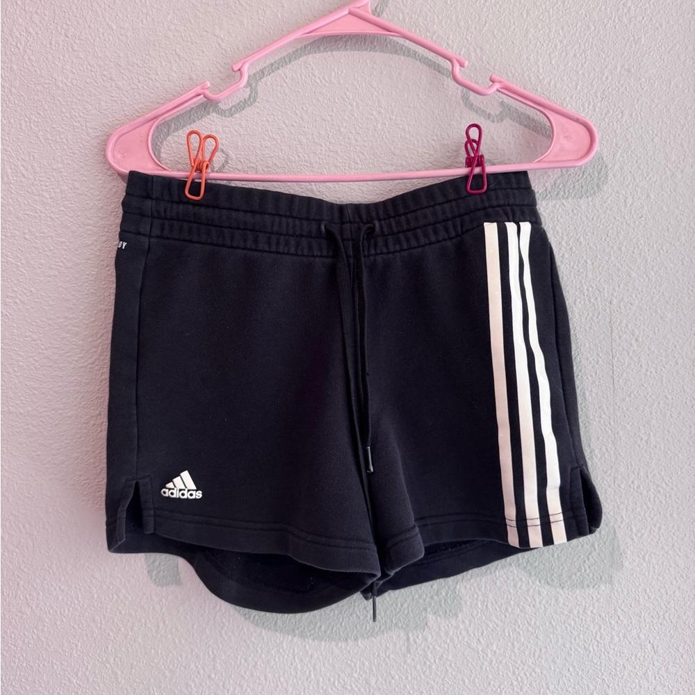 The Classic Adidas Women's Black Shorts with White Stripes